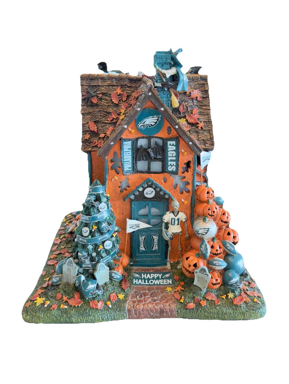 Danbury Mint Halloween Haunted House Philadelphia EAGLES Lights Sounds BattOp